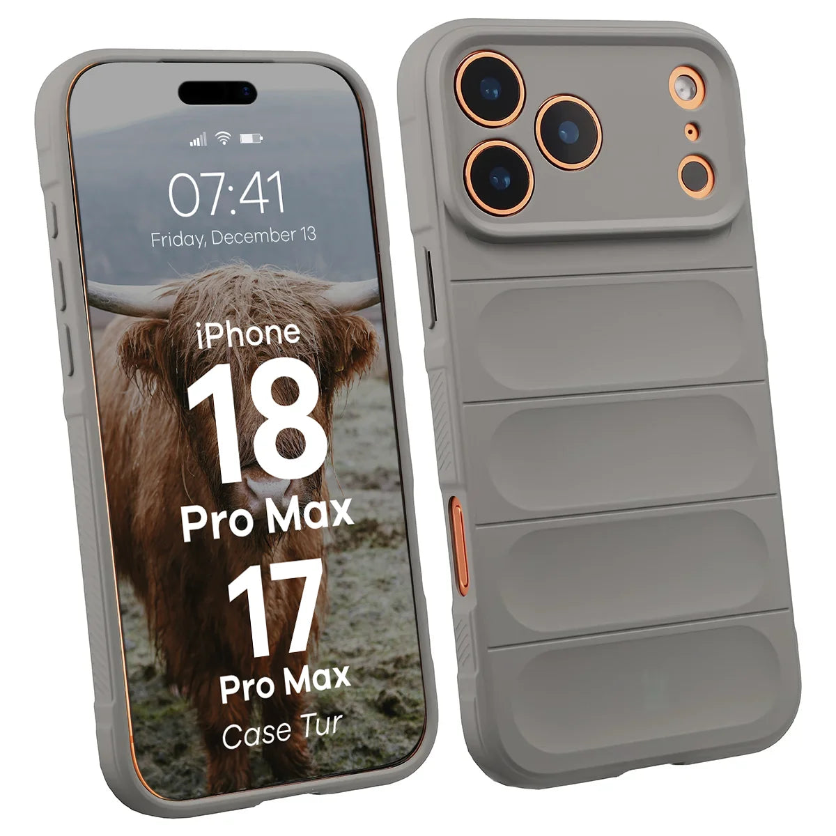 Robuste Handyhülle für iPhone 18 Pro Max / 17 Pro Max, Bizon Case Tur, Hellgrau