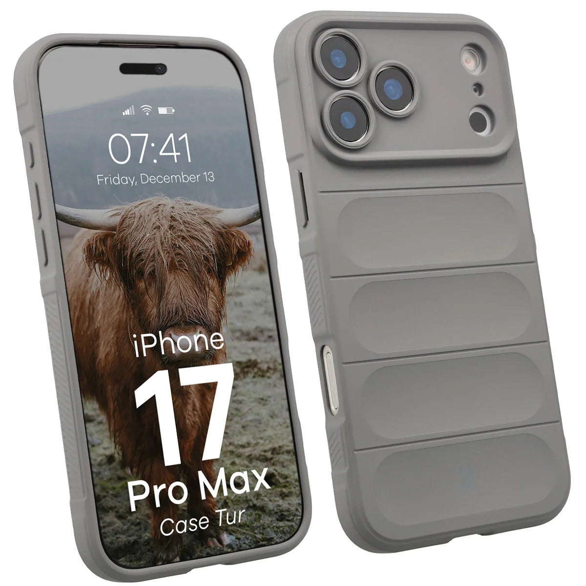 Robuste Handyhülle für iPhone 17 Pro Max, Bizon Case Tur, Hellgrau