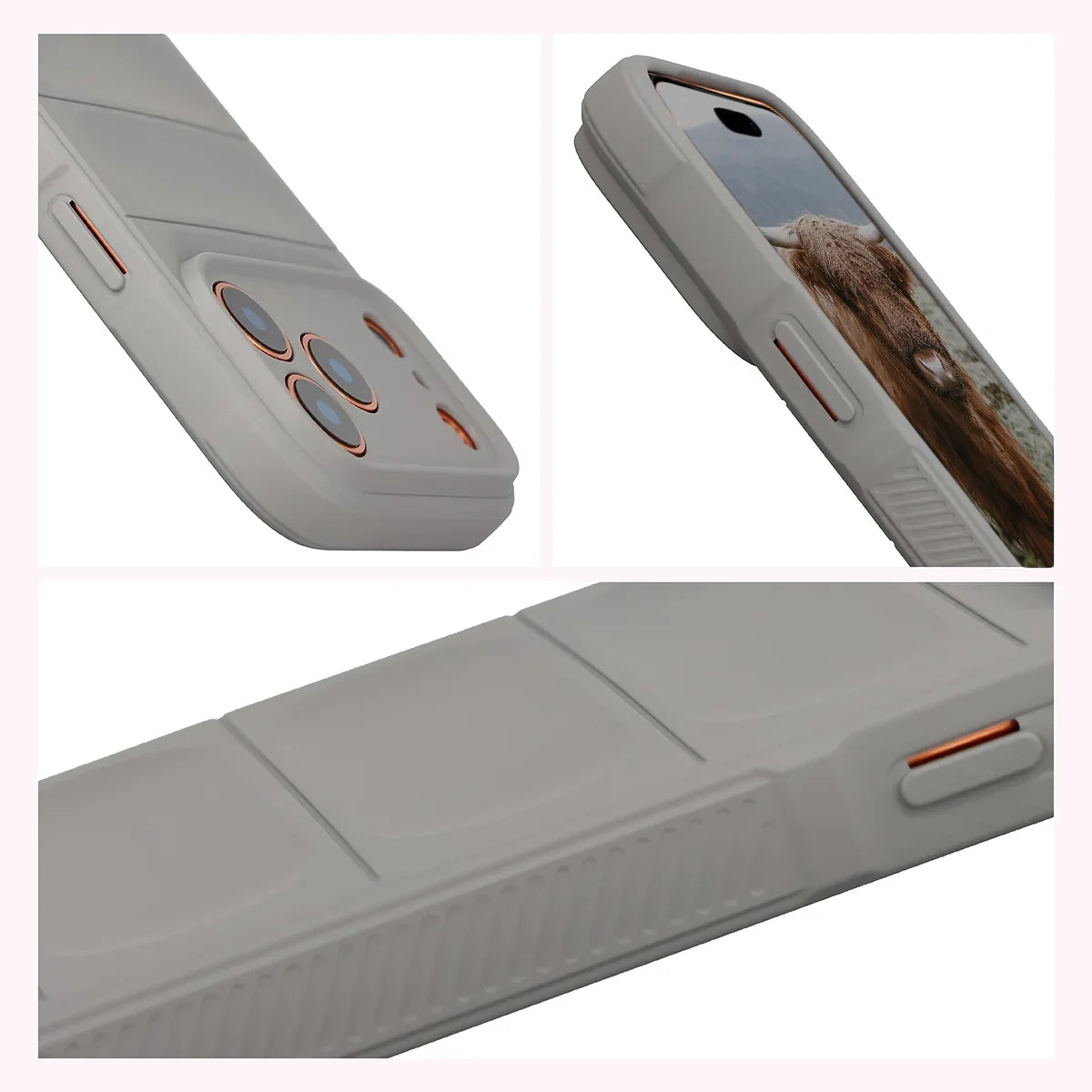 Robuste Handyhülle für iPhone 18 Pro Max / 17 Pro Max, Bizon Case Tur, Hellgrau