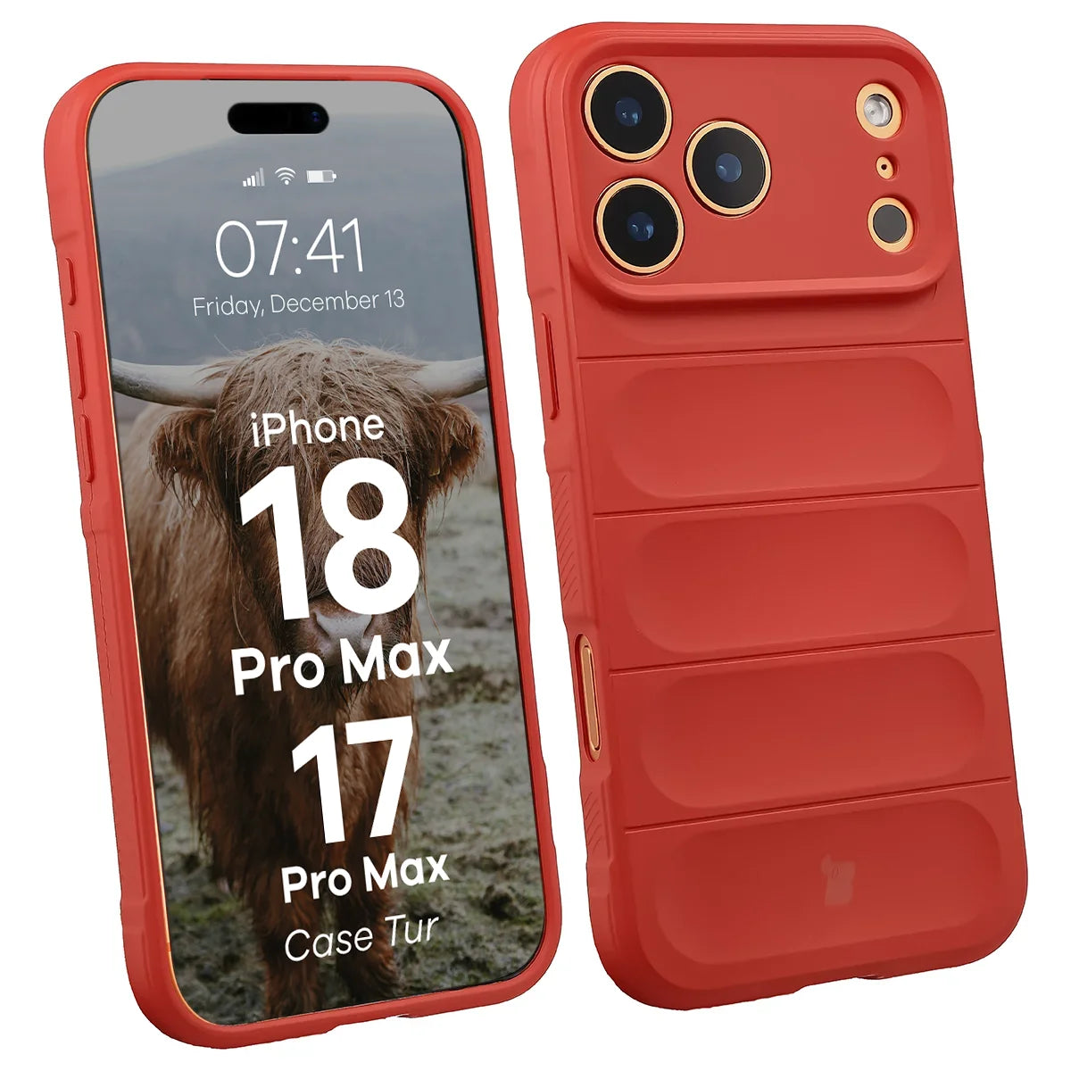 Robuste Handyhülle für iPhone 18 Pro Max / 17 Pro Max, Bizon Case Tur, Rot