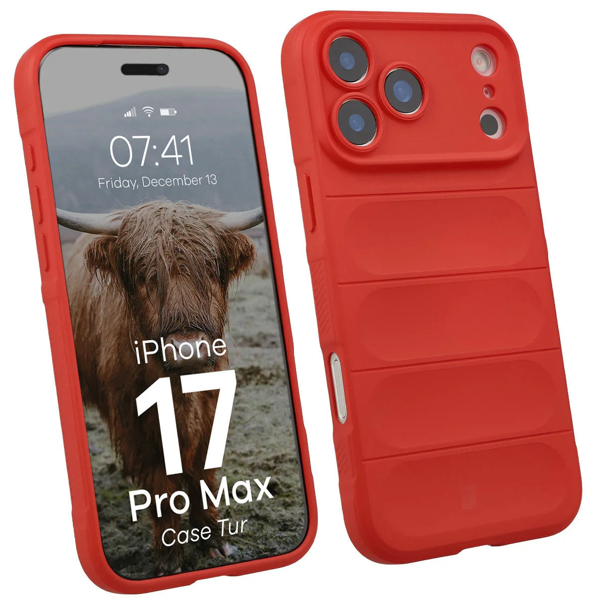 Robuste Handyhülle für iPhone 17 Pro Max, Bizon Case Tur, Rot