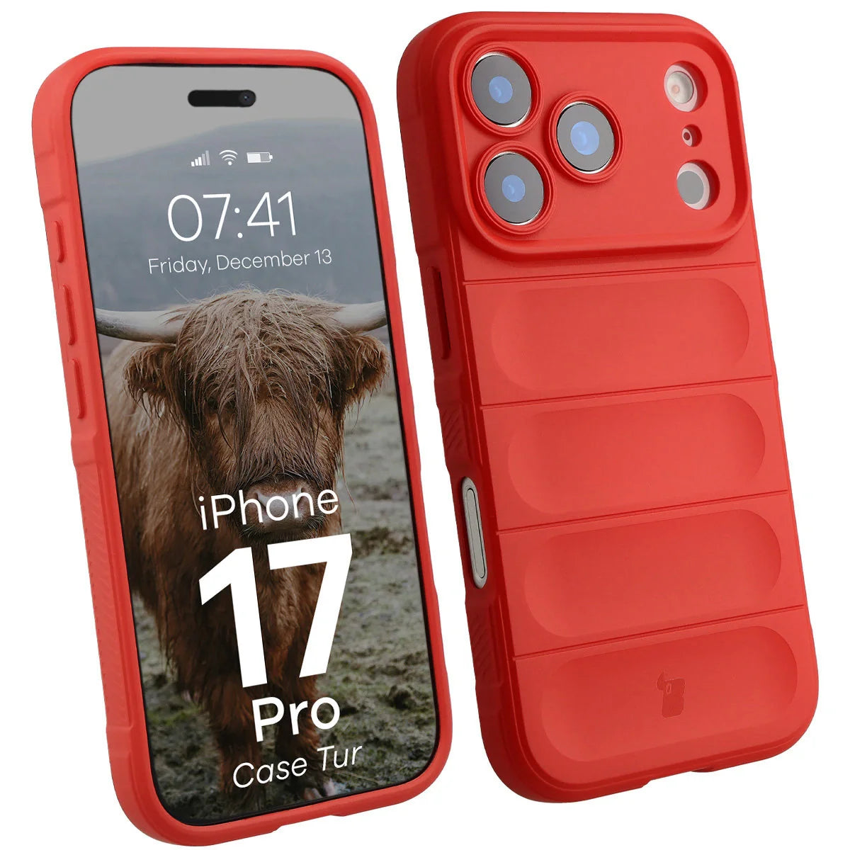 Robuste Handyhülle für iPhone 17 Pro, Bizon Case Tur, Rot