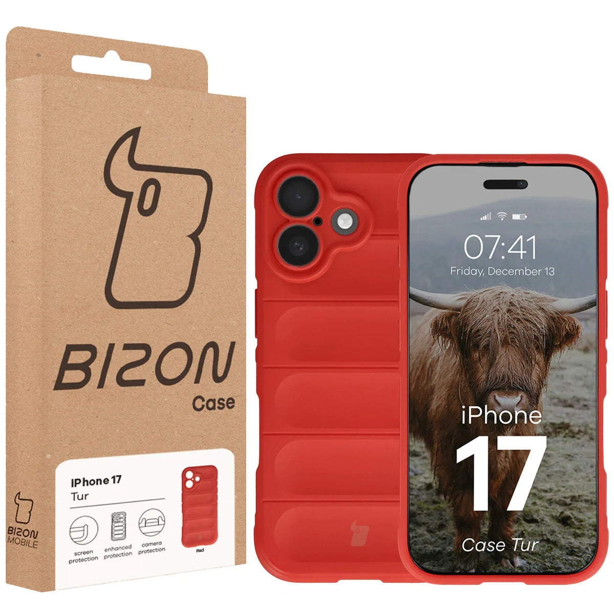 Robuste Handyhülle für iPhone 17, Bizon Case Tur, Rot