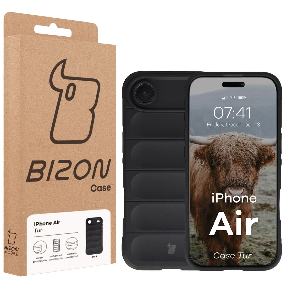 Robuste Handyhülle für iPhone Air, Bizon Case Tur, Schwarz