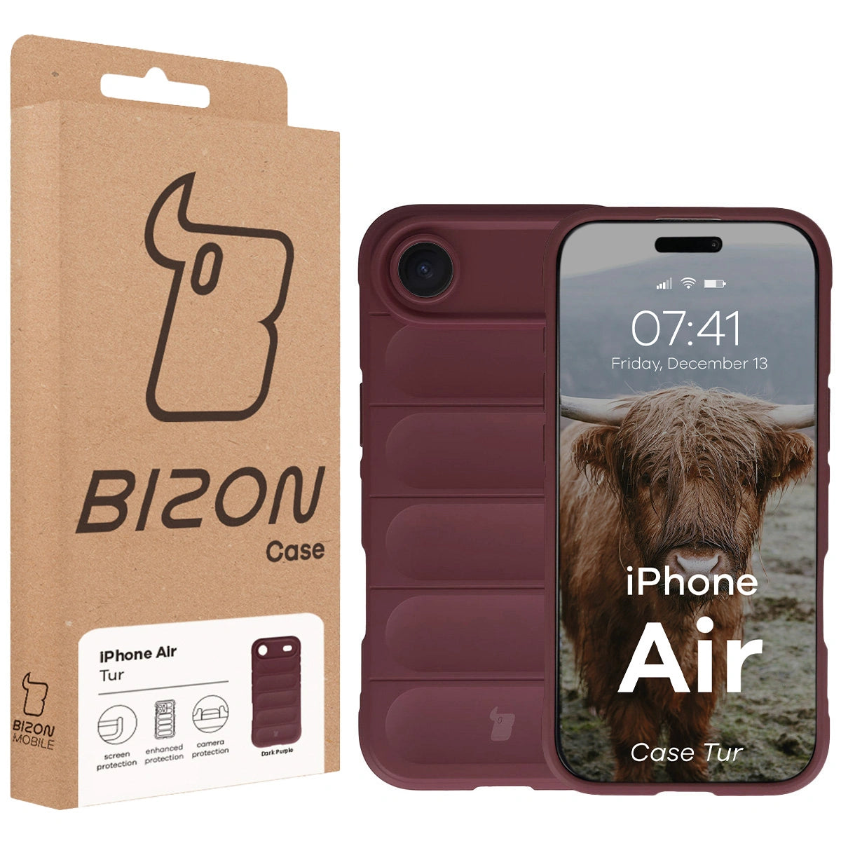 Robuste Handyhülle für iPhone Air, Bizon Case Tur, Burgunderrot