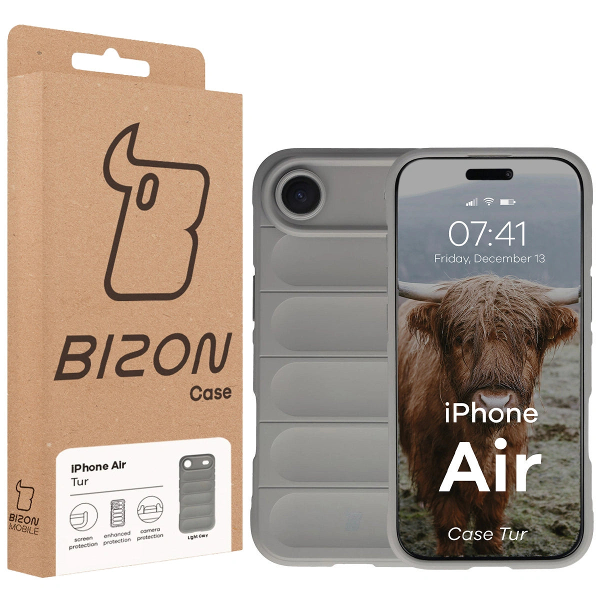 Robuste Handyhülle für iPhone Air, Bizon Case Tur, Hellgrau