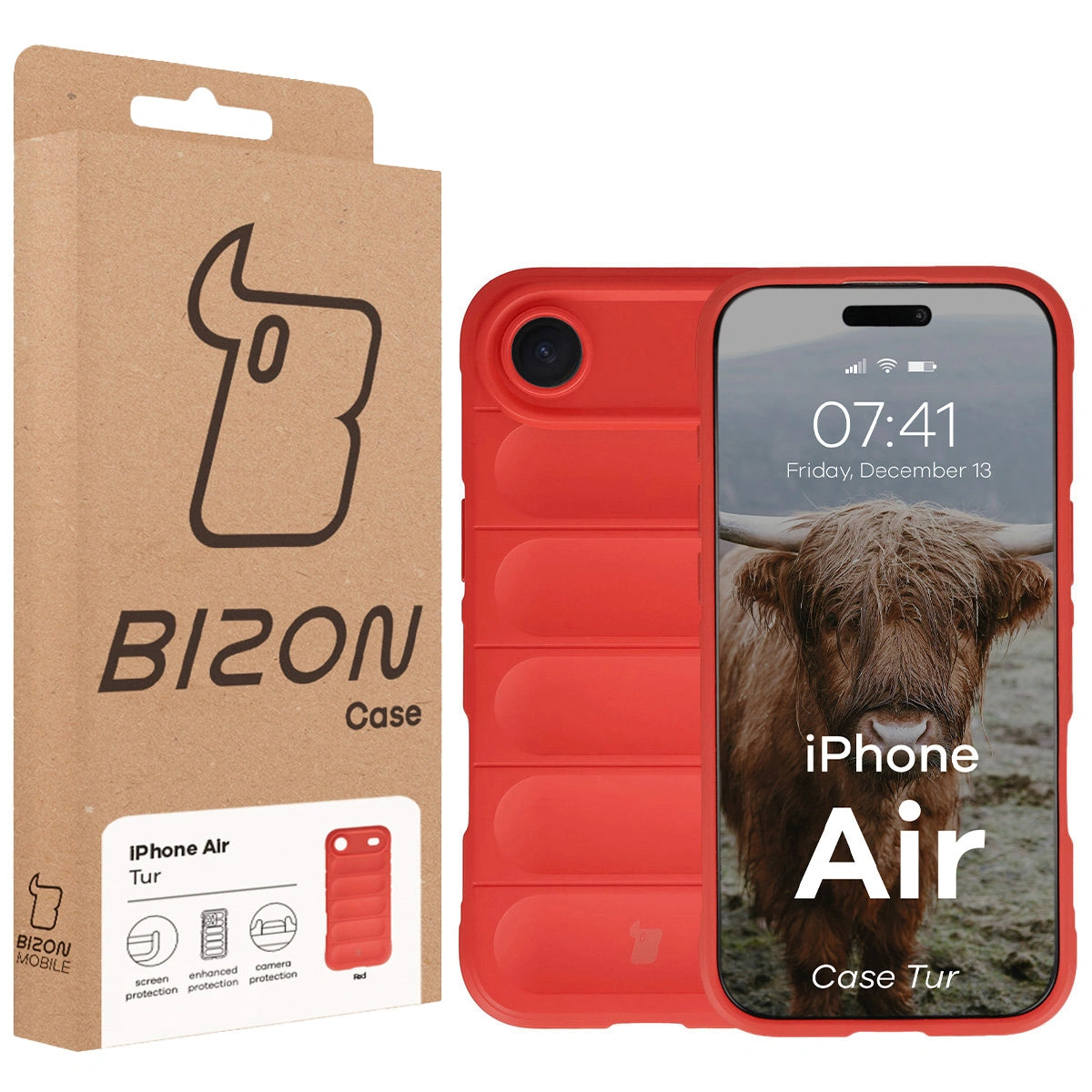 Robuste Handyhülle für iPhone Air, Bizon Case Tur, Rot