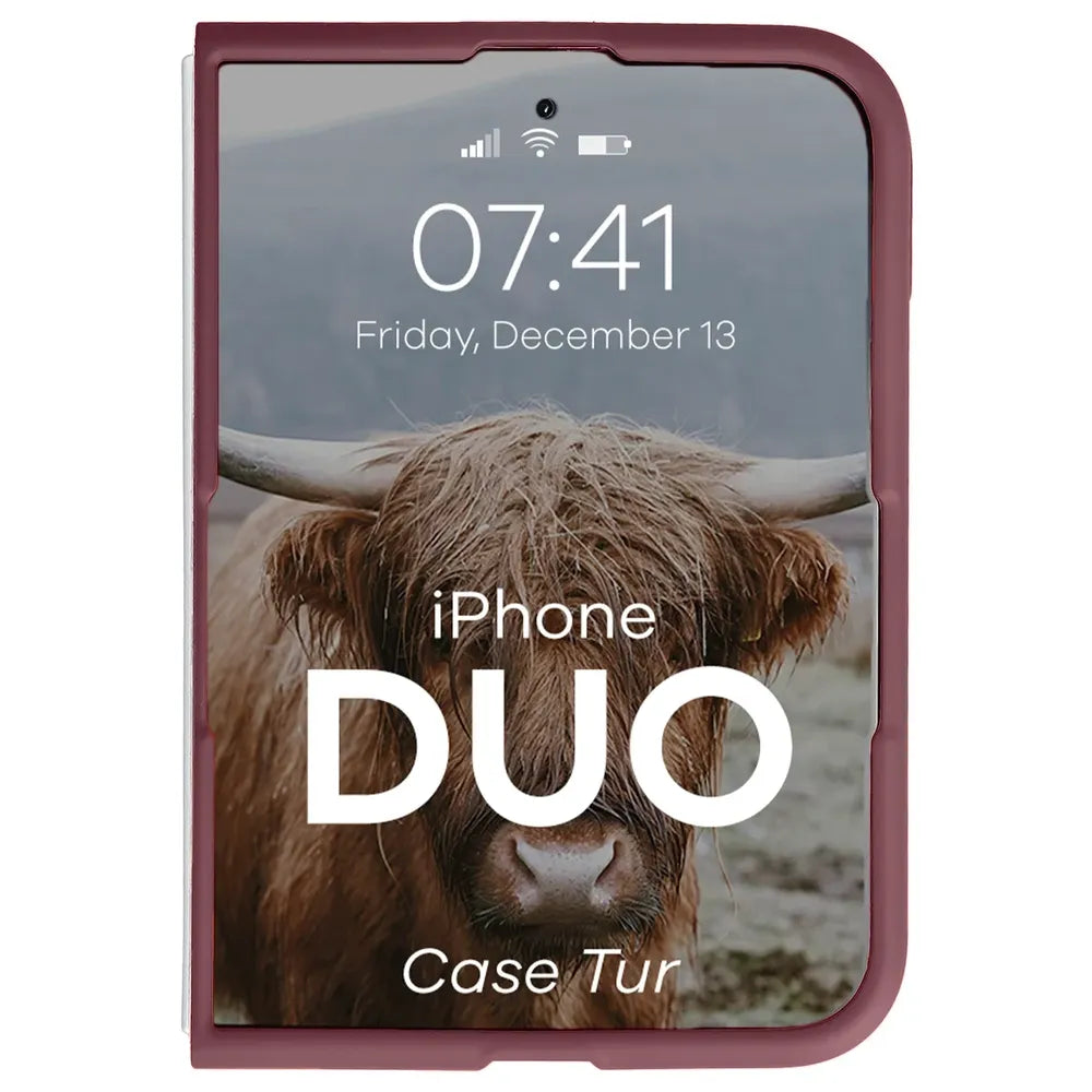 Robuste Handyhülle für iPhone Duo, Bizon Case Tur, Burgunderrot (5/8)