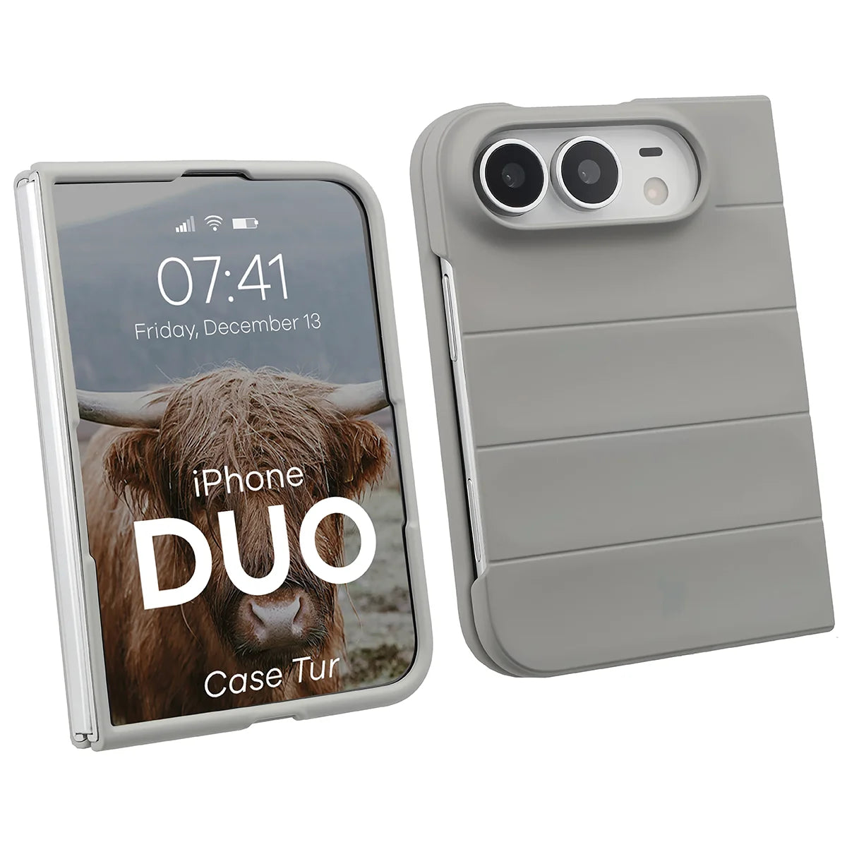 Robuste Handyhülle für iPhone Duo, Bizon Case Tur, Hellgrau (1/8)
