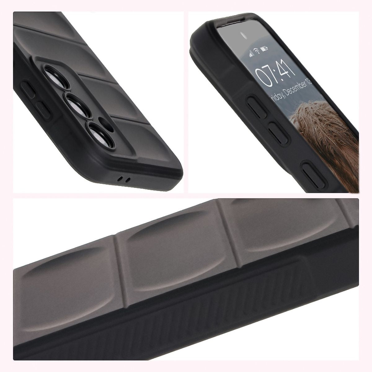 Robuste Handyhülle für Galaxy S24 FE, Bizon Case Tur, Schwarz
