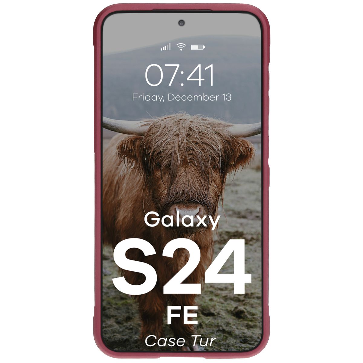 Robuste Handyhülle für Galaxy S24 FE, Bizon Case Tur, Burgunderrot