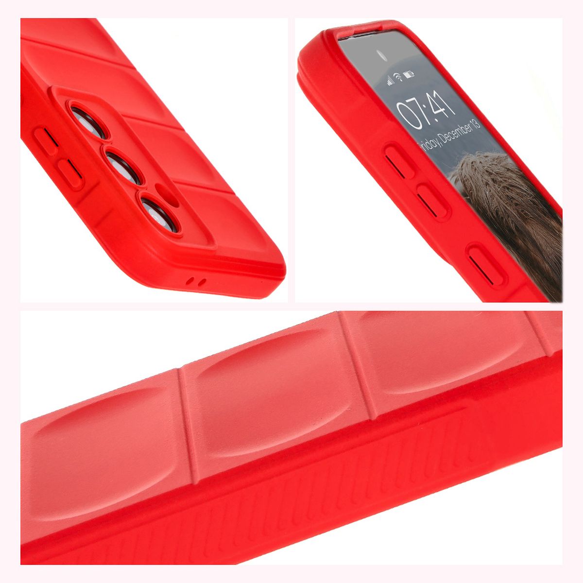 Robuste Handyhülle für Galaxy S24 FE, Bizon Case Tur, Rot