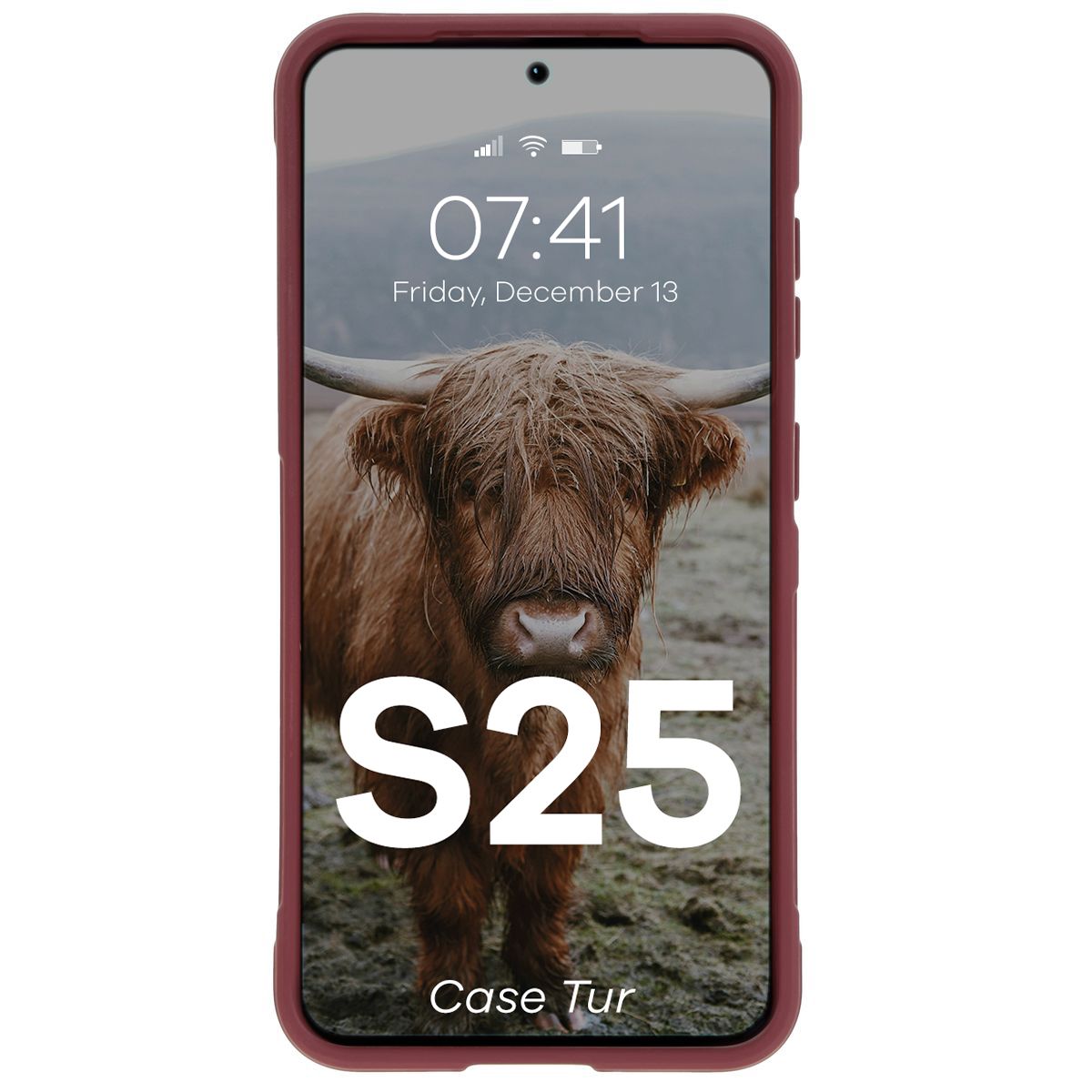 Robuste Handyhülle für Galaxy S25, Bizon Case Tur, Burgunderrot