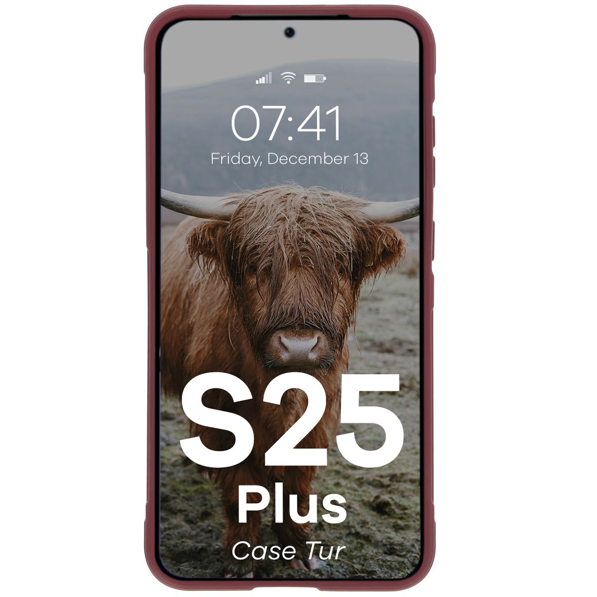Robuste Handyhülle für Galaxy S25 Plus, Bizon Case Tur, Burgunderrot