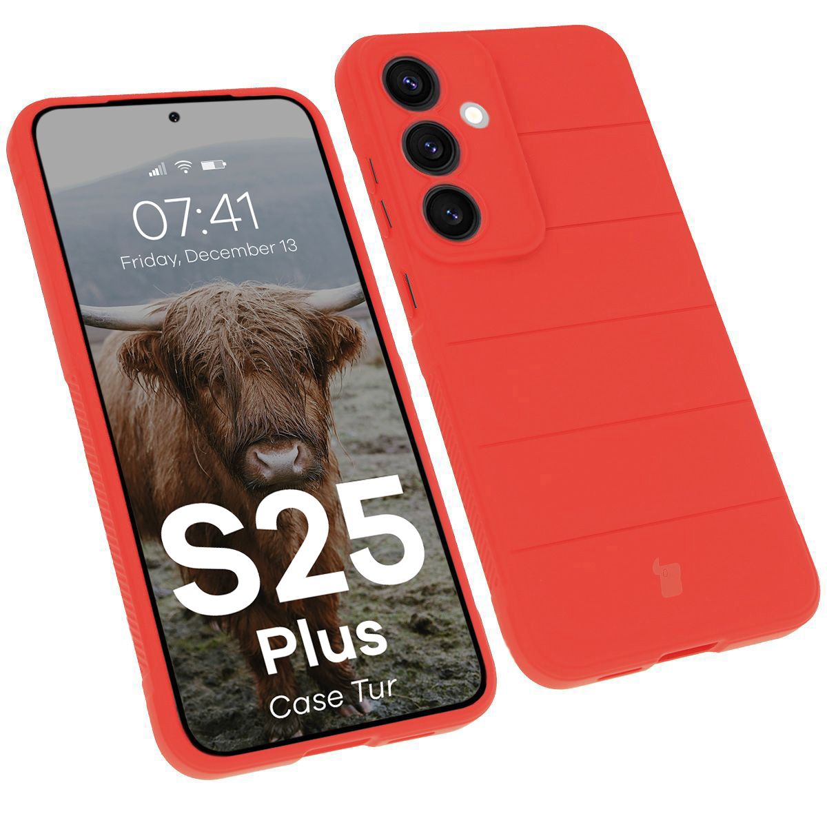 Robuste Handyhülle für Galaxy S25 Plus, Bizon Case Tur, Rot