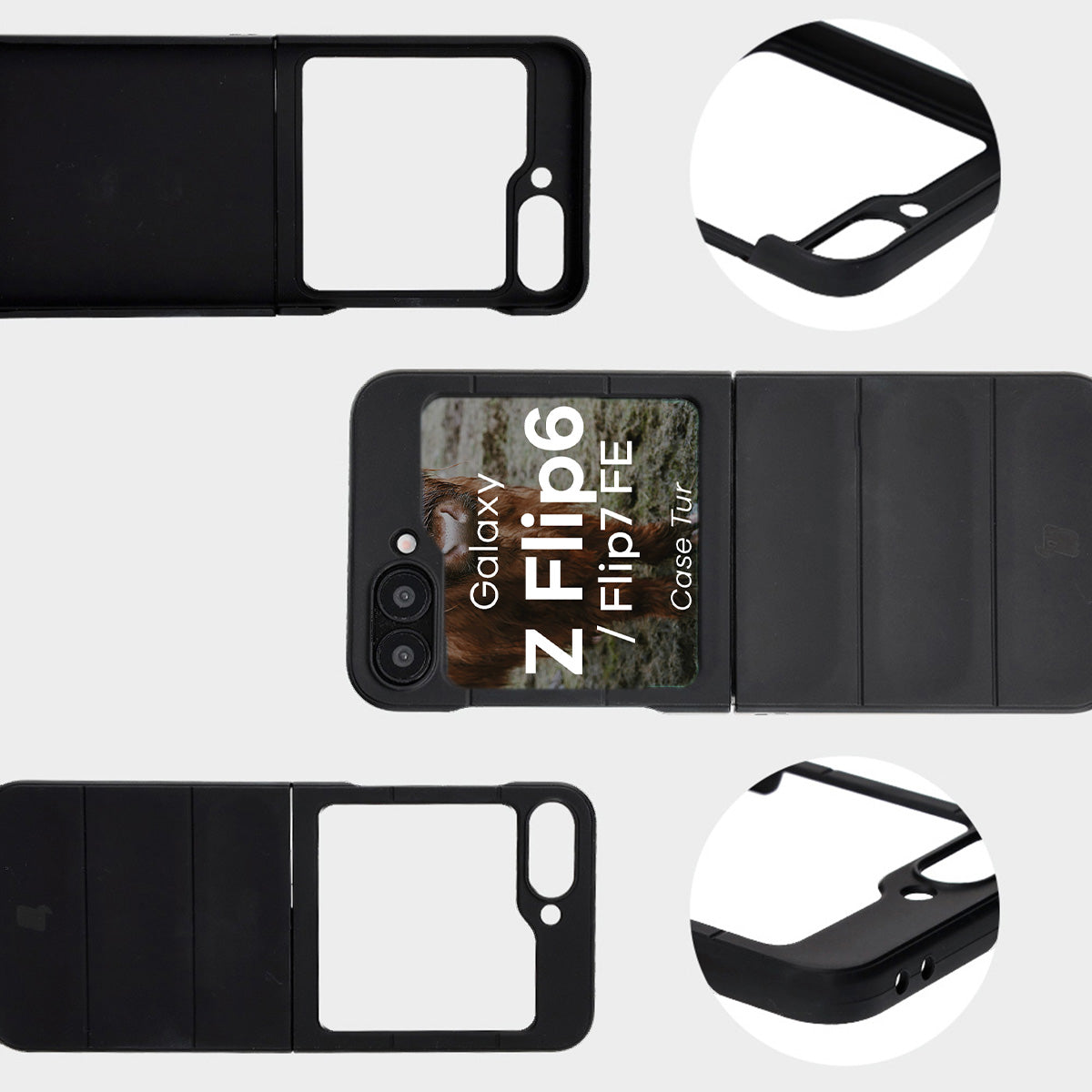 Robuste Handyhülle für Galaxy Z Flip7 FE / Z Flip6, Bizon Case Tur, Schwarz