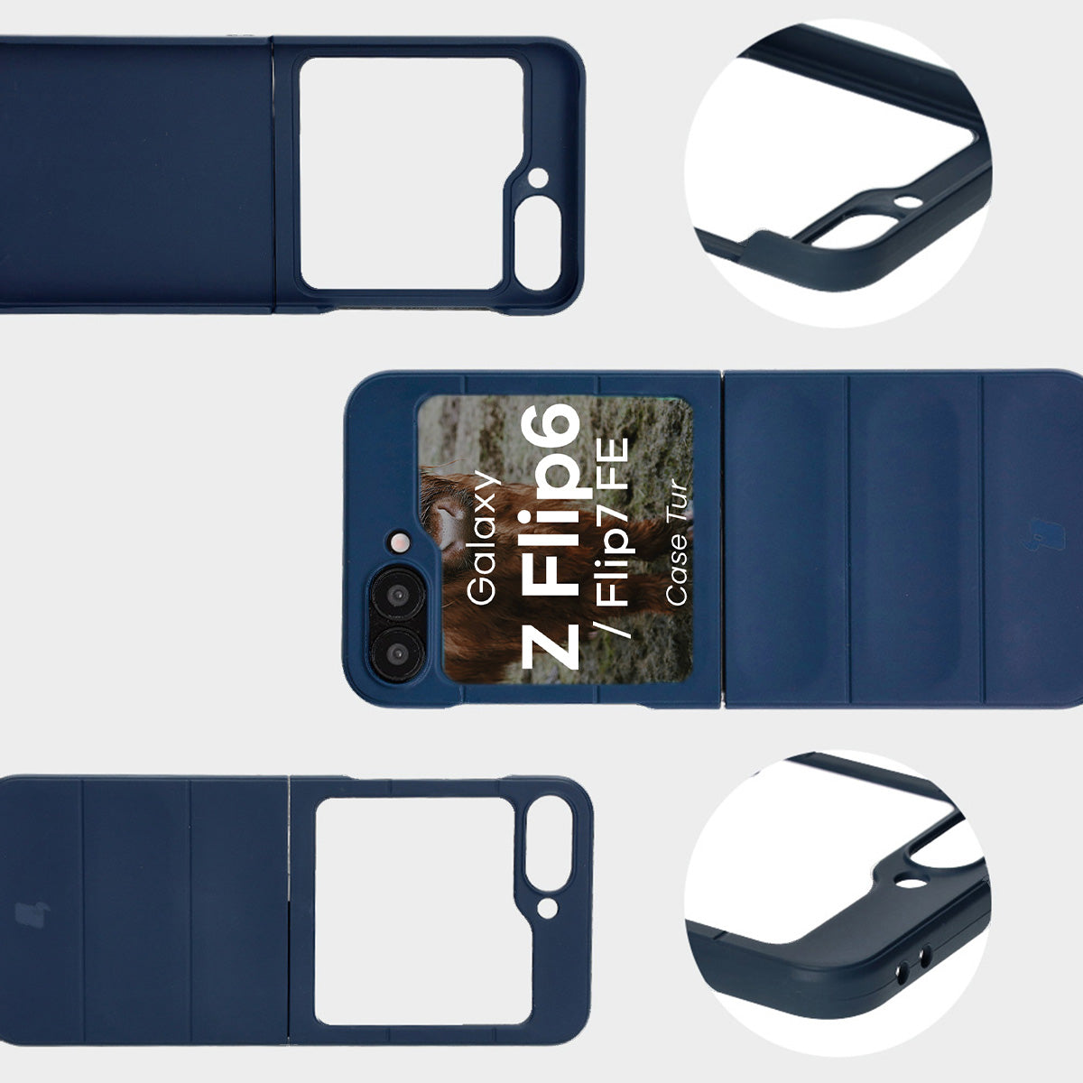 Robuste Handyhülle für Galaxy Z Flip7 FE / Z Flip6, Bizon Case Tur, Dunkelblau