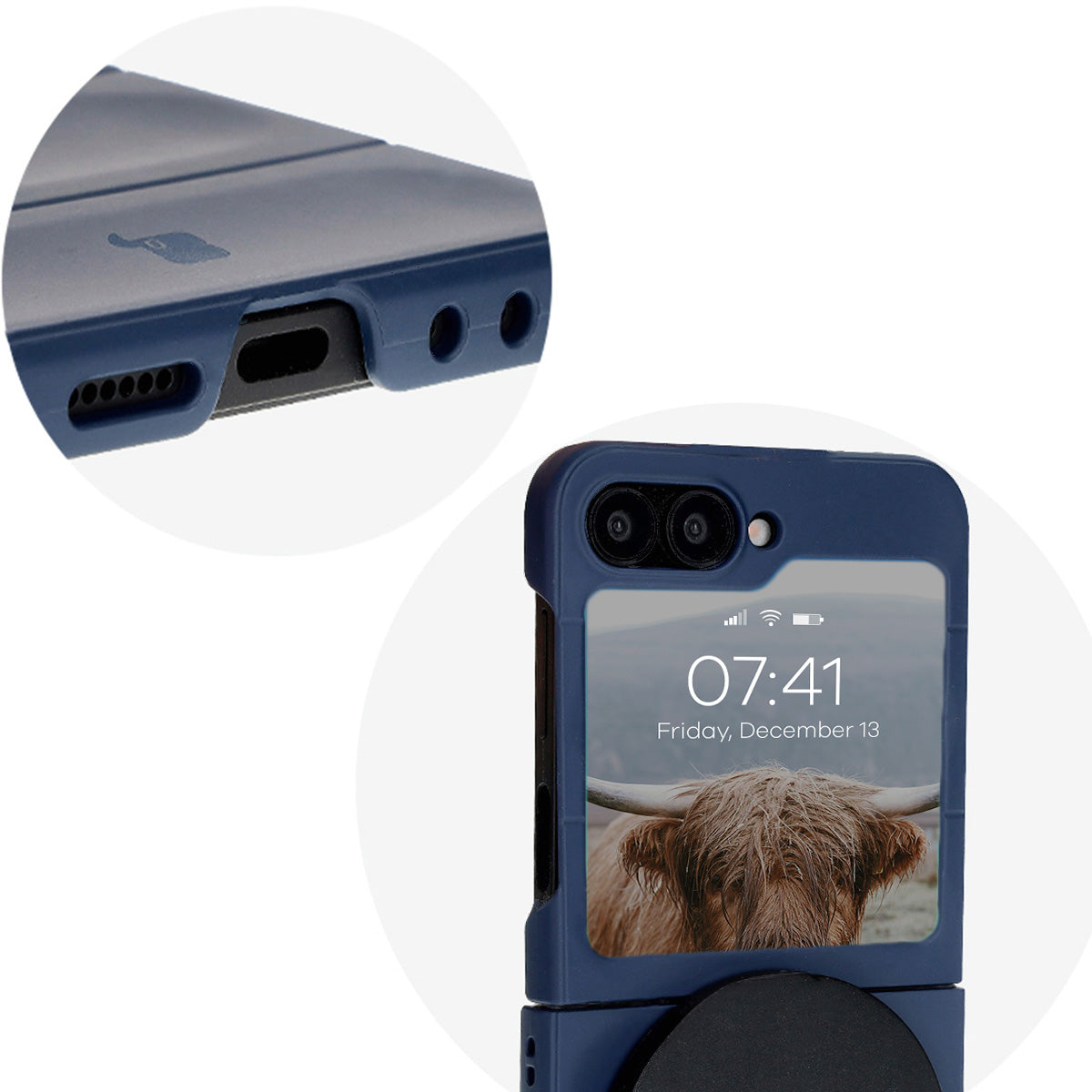 Robuste Handyhülle für Galaxy Z Flip7 FE / Z Flip6, Bizon Case Tur, Dunkelblau
