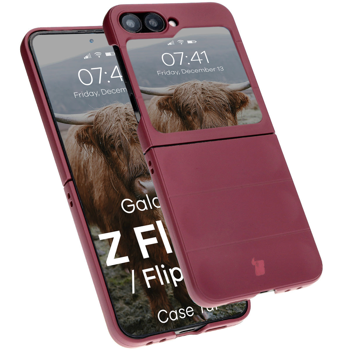 Robuste Handyhülle für Galaxy Z Flip7 FE / Z Flip6, Bizon Case Tur, Burgunderrot