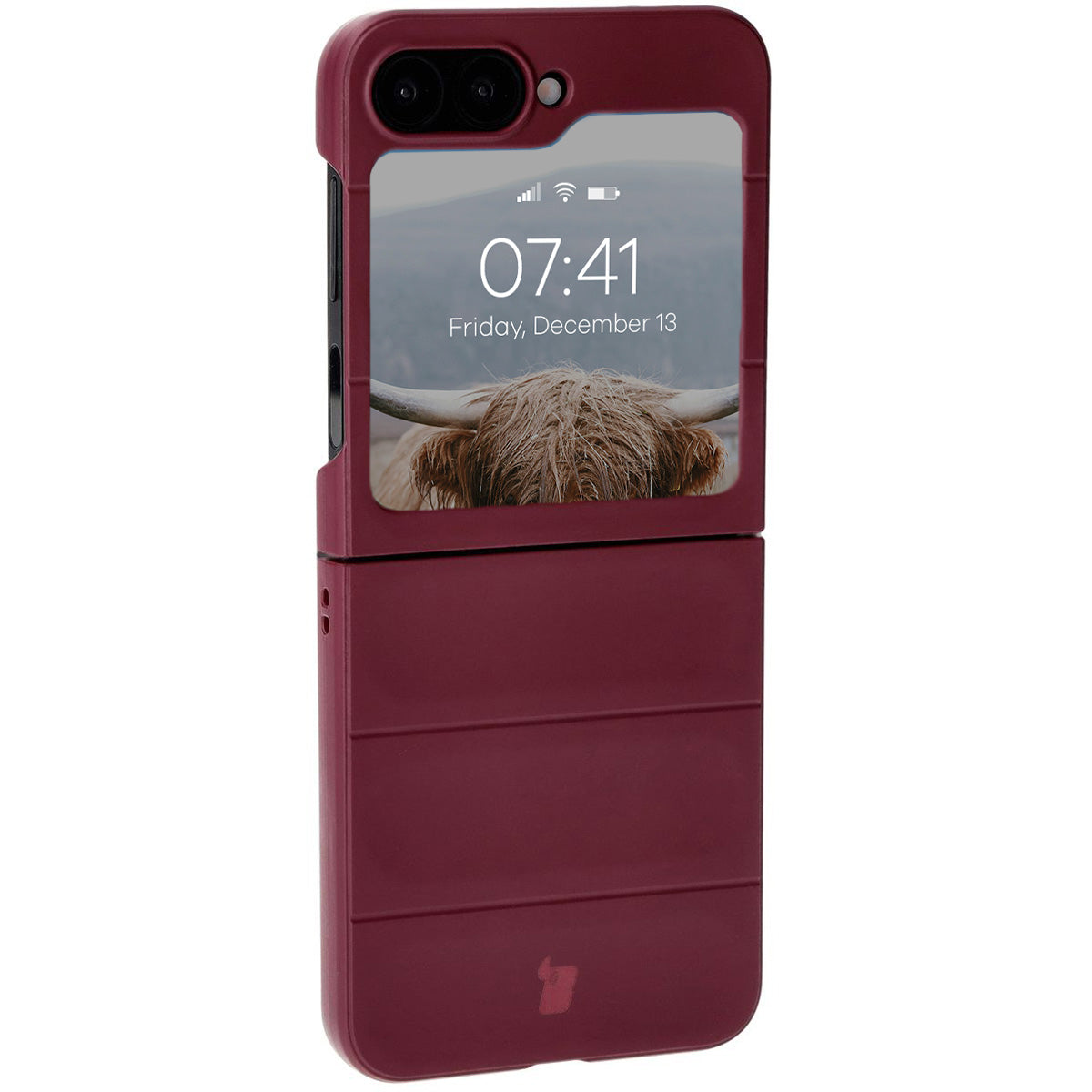 Robuste Handyhülle für Galaxy Z Flip7 FE / Z Flip6, Bizon Case Tur, Burgunderrot