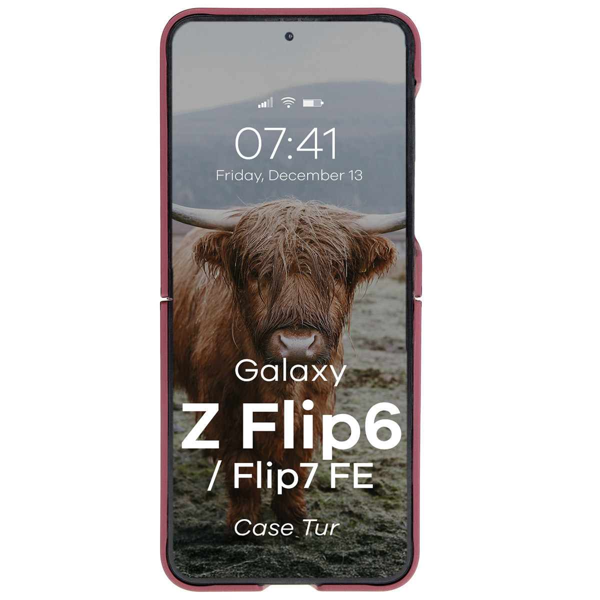 Robuste Handyhülle für Galaxy Z Flip7 FE / Z Flip6, Bizon Case Tur, Burgunderrot