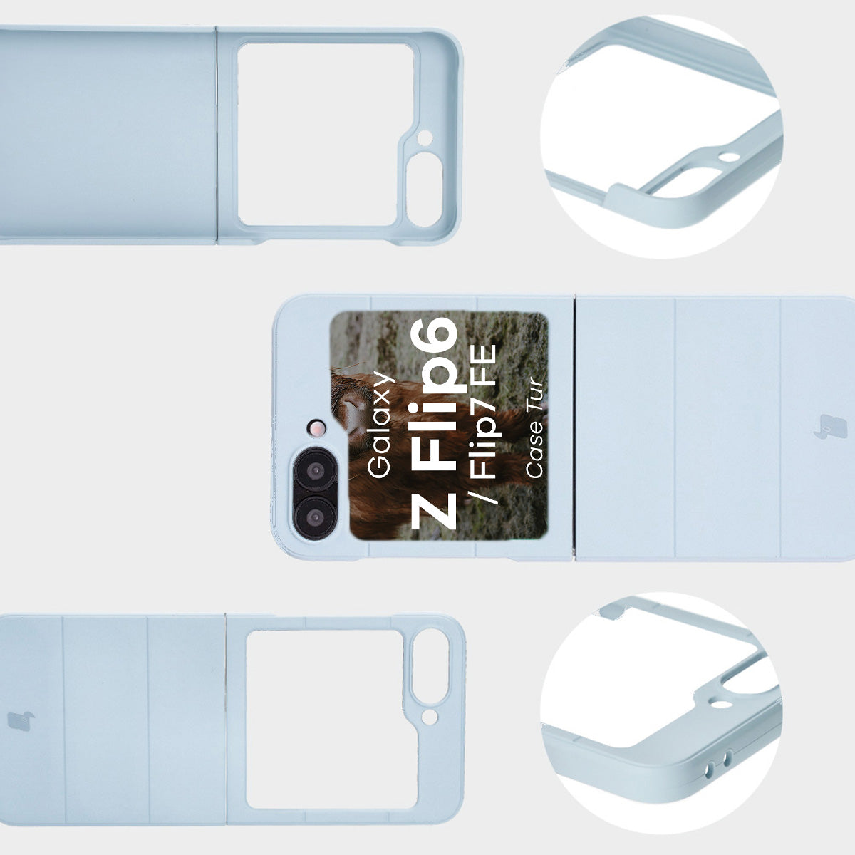 Robuste Handyhülle für Galaxy Z Flip7 FE / Z Flip6, Bizon Case Tur, Hellblau