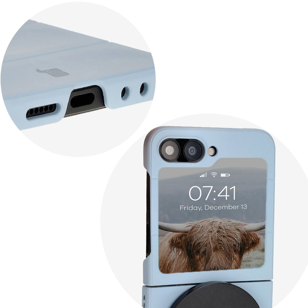 Robuste Handyhülle für Galaxy Z Flip7 FE / Z Flip6, Bizon Case Tur, Hellblau