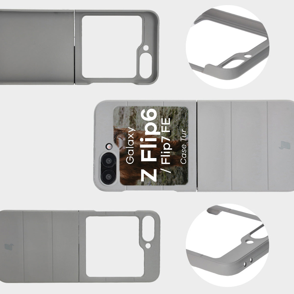 Robuste Handyhülle für Galaxy Z Flip7 FE / Z Flip6, Bizon Case Tur, Hellgrau