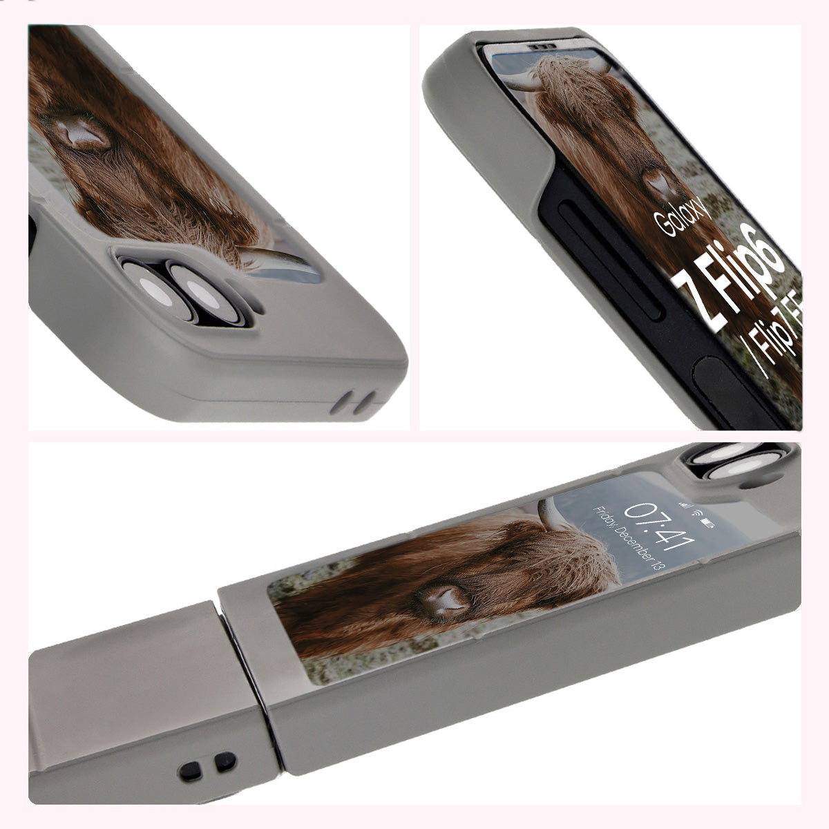 Robuste Handyhülle für Galaxy Z Flip7 FE / Z Flip6, Bizon Case Tur, Hellgrau