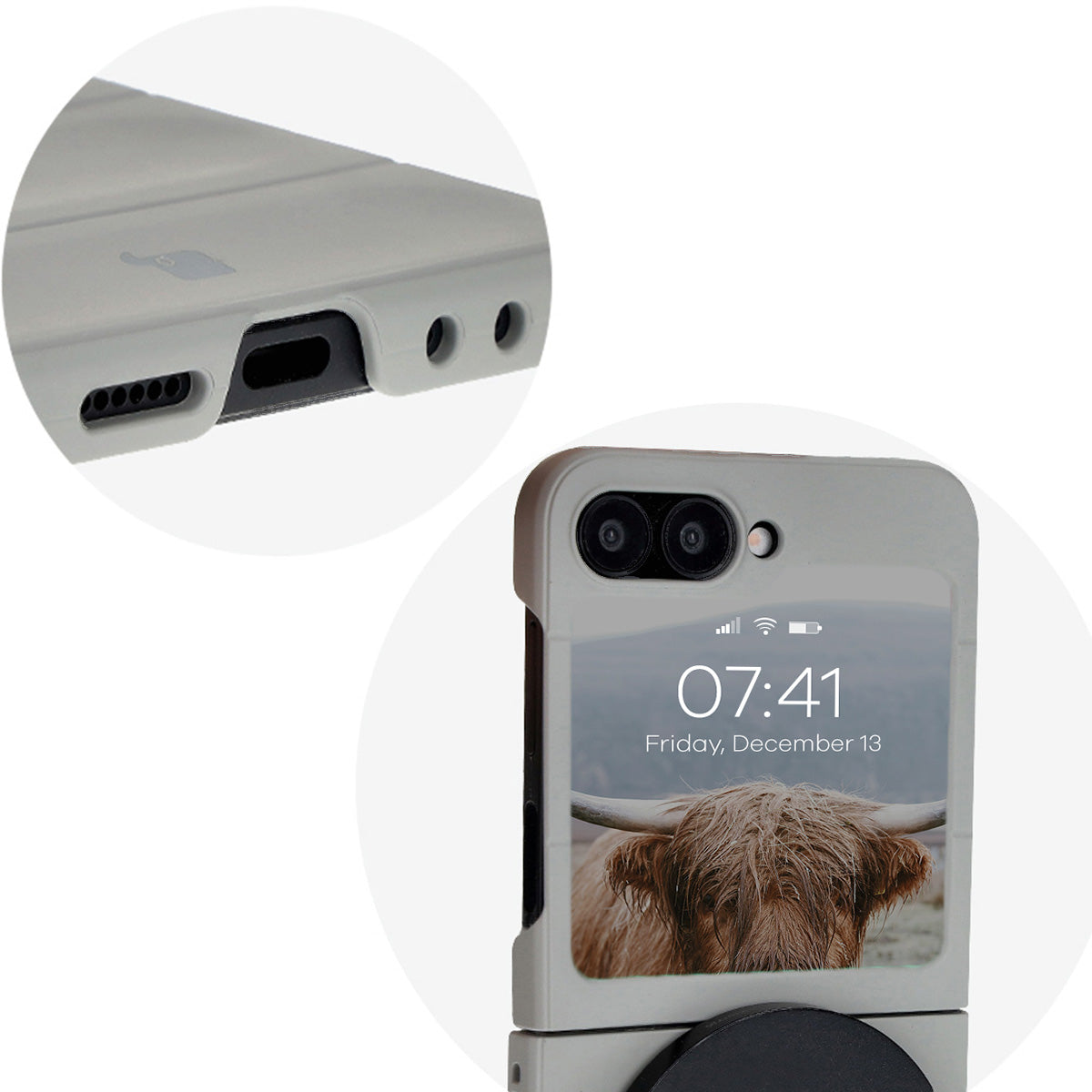 Robuste Handyhülle für Galaxy Z Flip7 FE / Z Flip6, Bizon Case Tur, Hellgrau