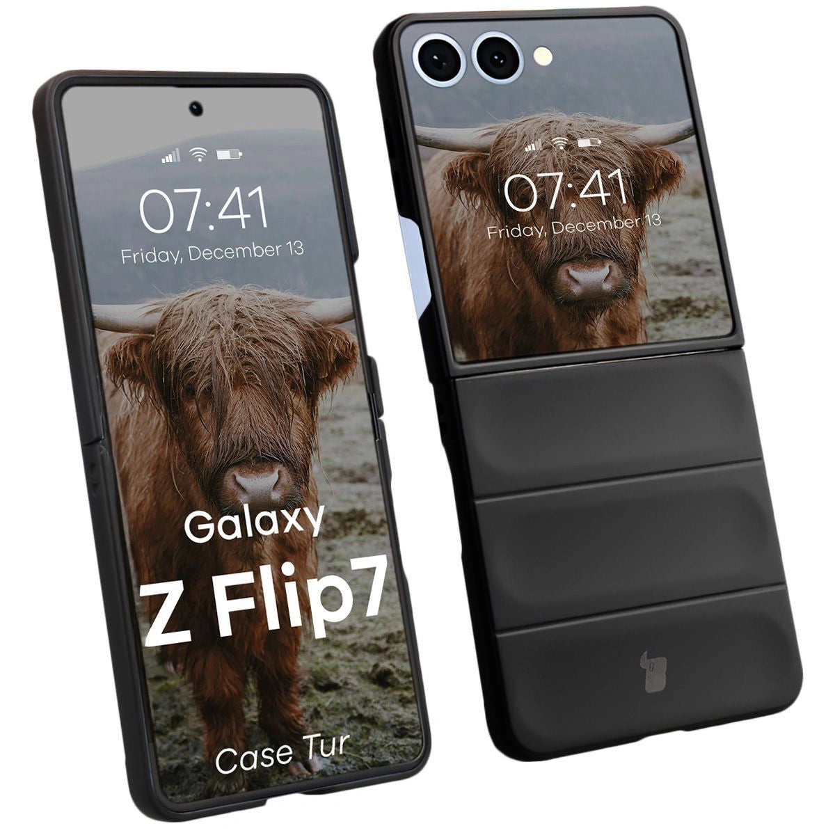 Robuste Handyhülle für Galaxy Z Flip7, Bizon Case Tur, Schwarz
