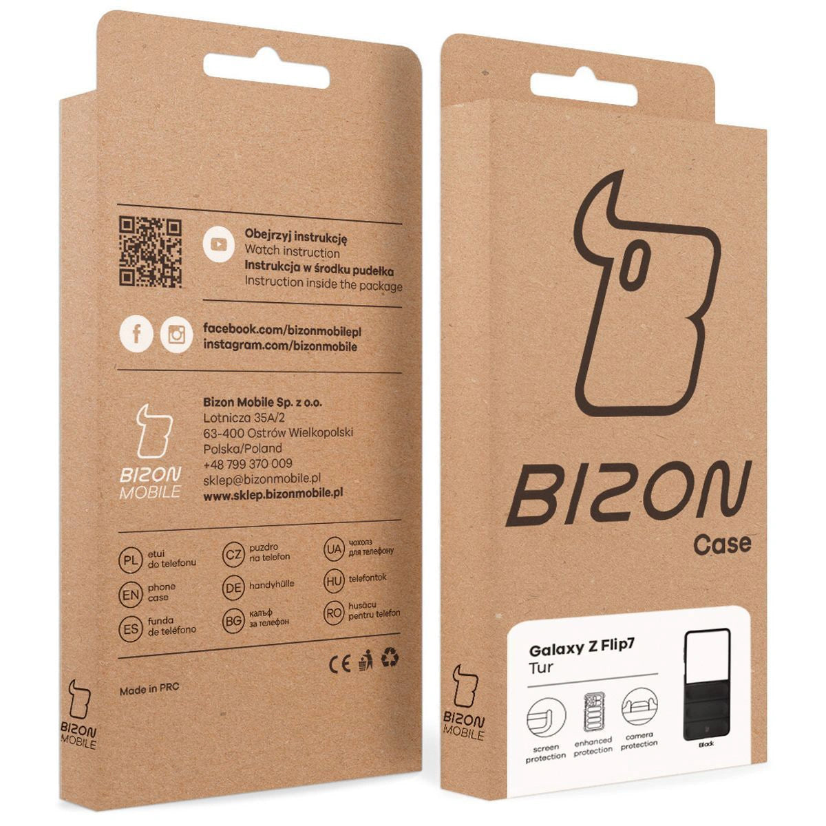 Robuste Handyhülle für Galaxy Z Flip7, Bizon Case Tur, Schwarz