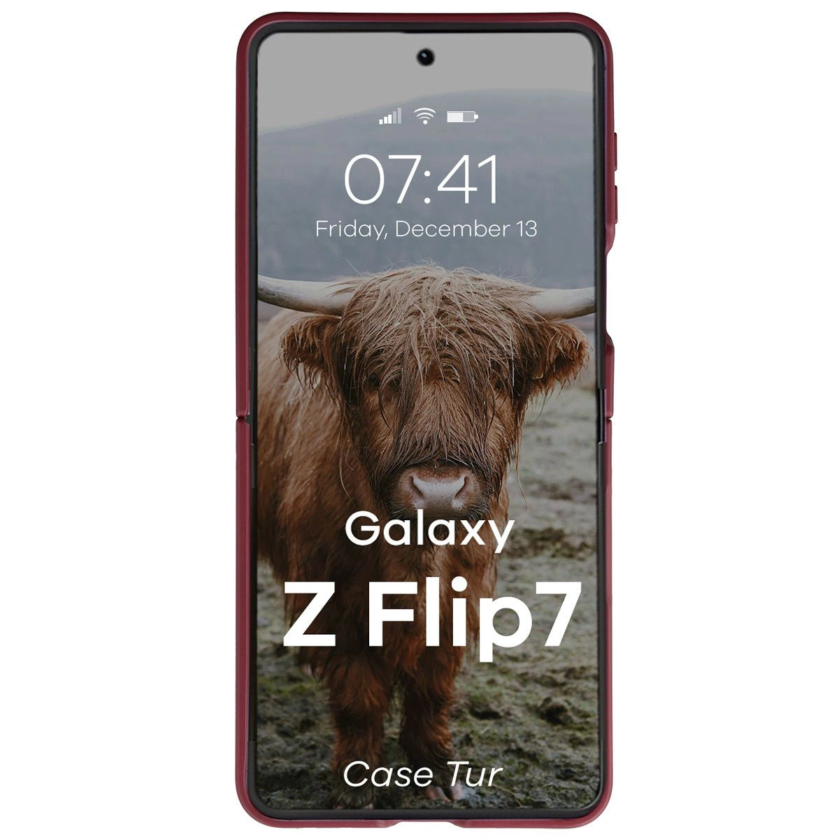 Robuste Handyhülle für Galaxy Z Flip7, Bizon Case Tur, Burgunderrot