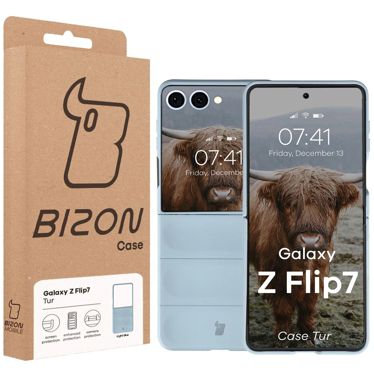 Robuste Handyhülle für Galaxy Z Flip7, Bizon Case Tur, Hellblau