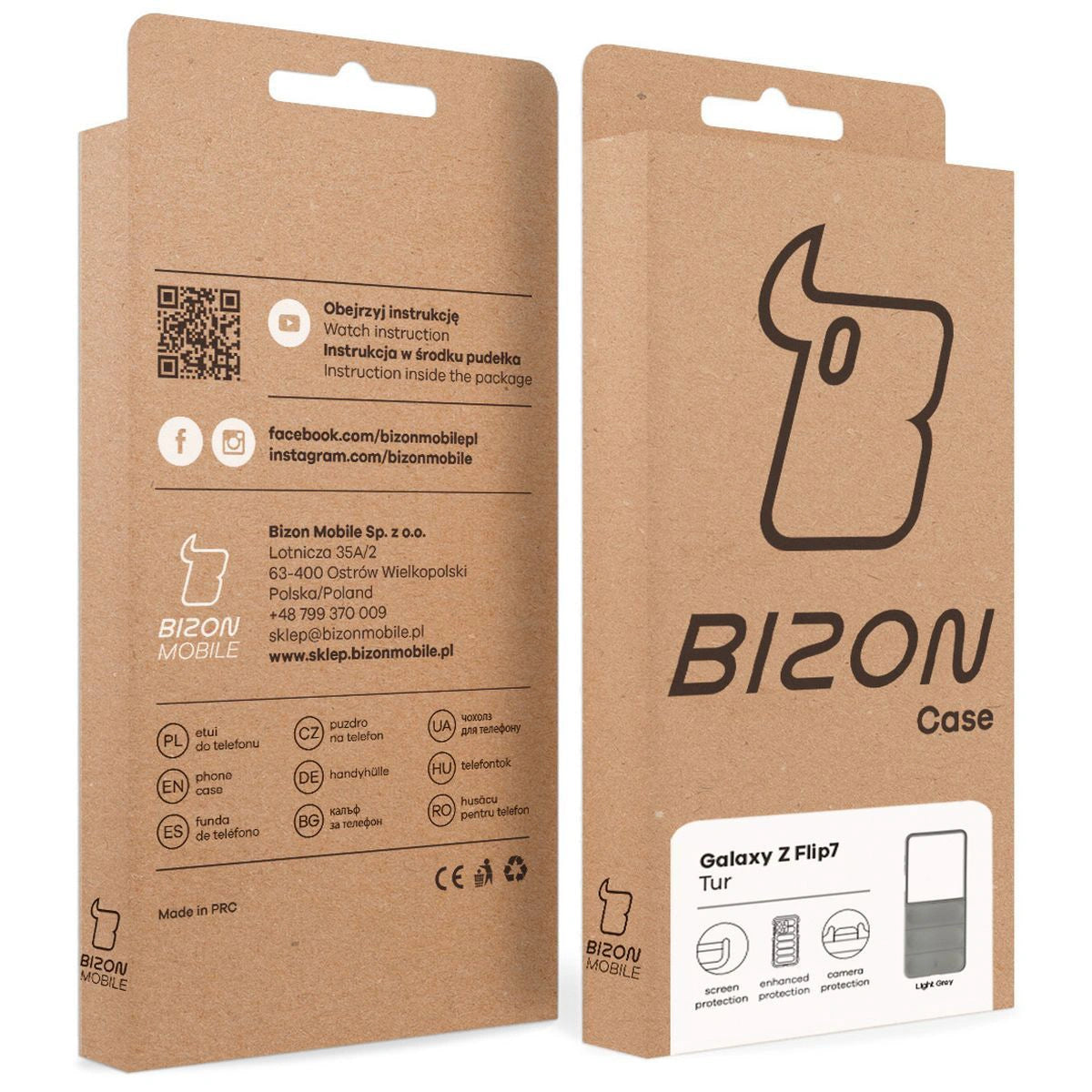 Robuste Handyhülle für Galaxy Z Flip7, Bizon Case Tur, Hellgrau