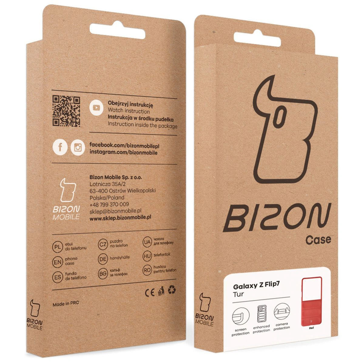 Robuste Handyhülle für Galaxy Z Flip7, Bizon Case Tur, Rot