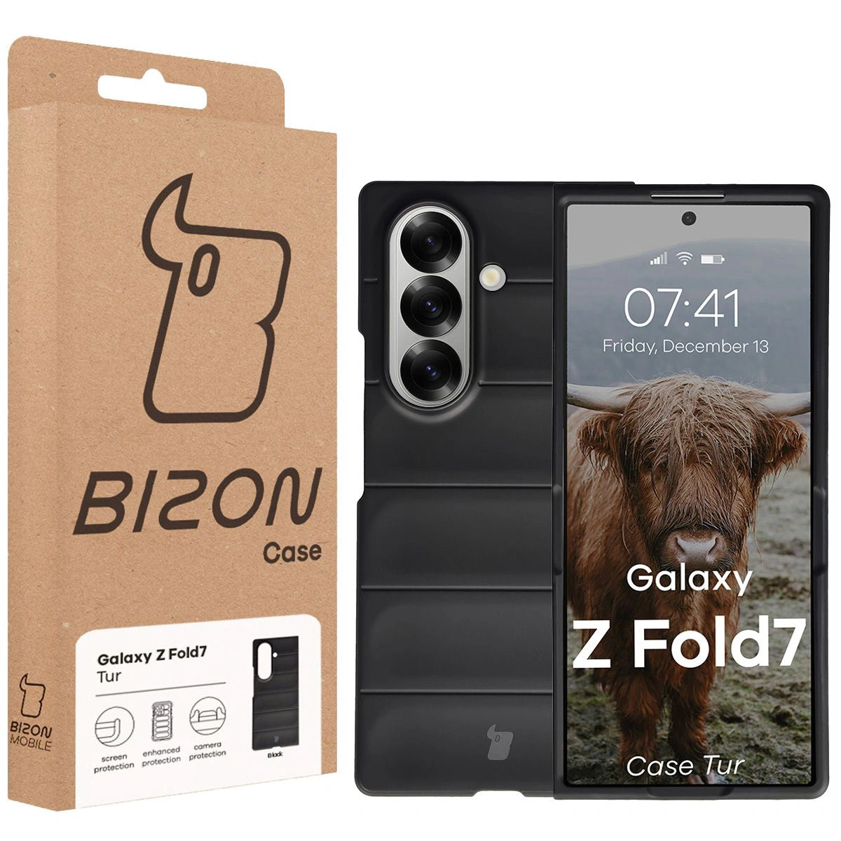 Robuste Handyhülle für Galaxy Z Fold7, Bizon Case Tur, Schwarz
