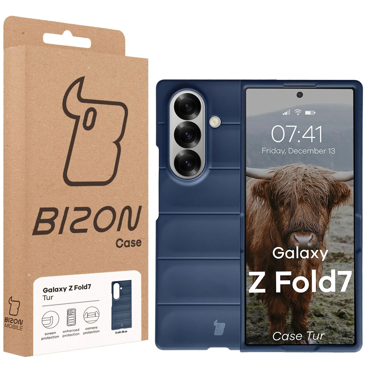 Robuste Handyhülle für Galaxy Z Fold7, Bizon Case Tur, Dunkelblau