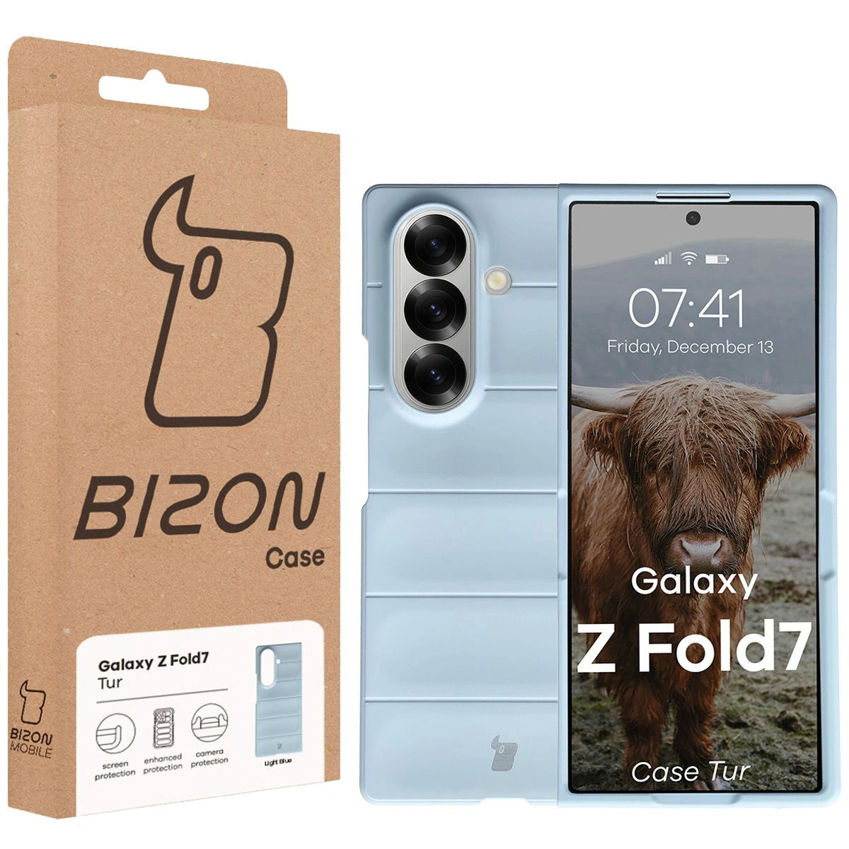 Robuste Handyhülle für Galaxy Z Fold7, Bizon Case Tur, Hellblau
