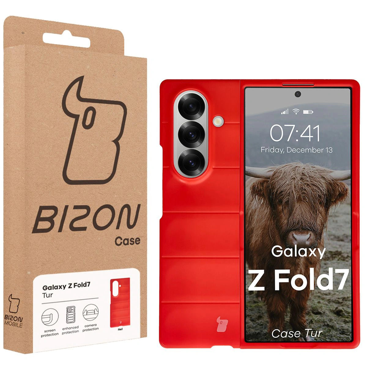 Robuste Handyhülle für Galaxy Z Fold7, Bizon Case Tur, Rot