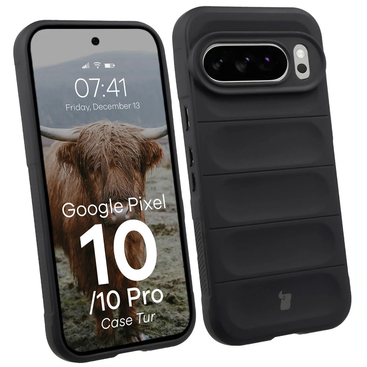 Robuste Handyhülle für Google Pixel 10 / 10 Pro, Bizon Case Tur, Schwarz
