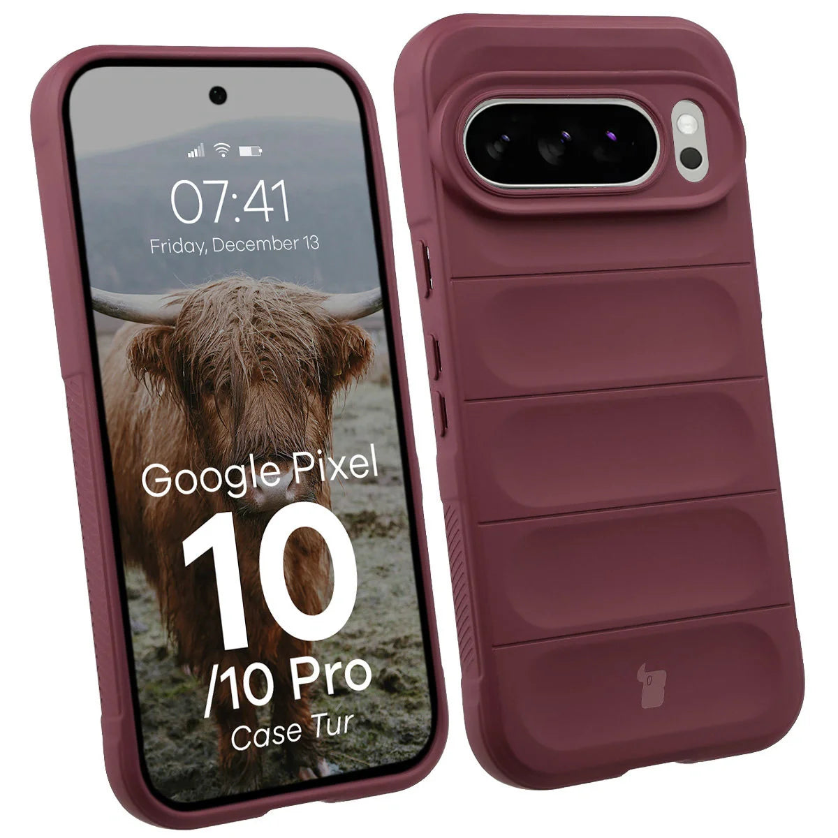 Robuste Handyhülle für Google Pixel 10 / 10 Pro, Bizon Case Tur, Burgunderrot
