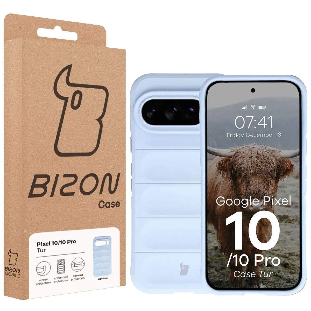 Robuste Handyhülle für Google Pixel 10 / 10 Pro, Bizon Case Tur, Hellblau