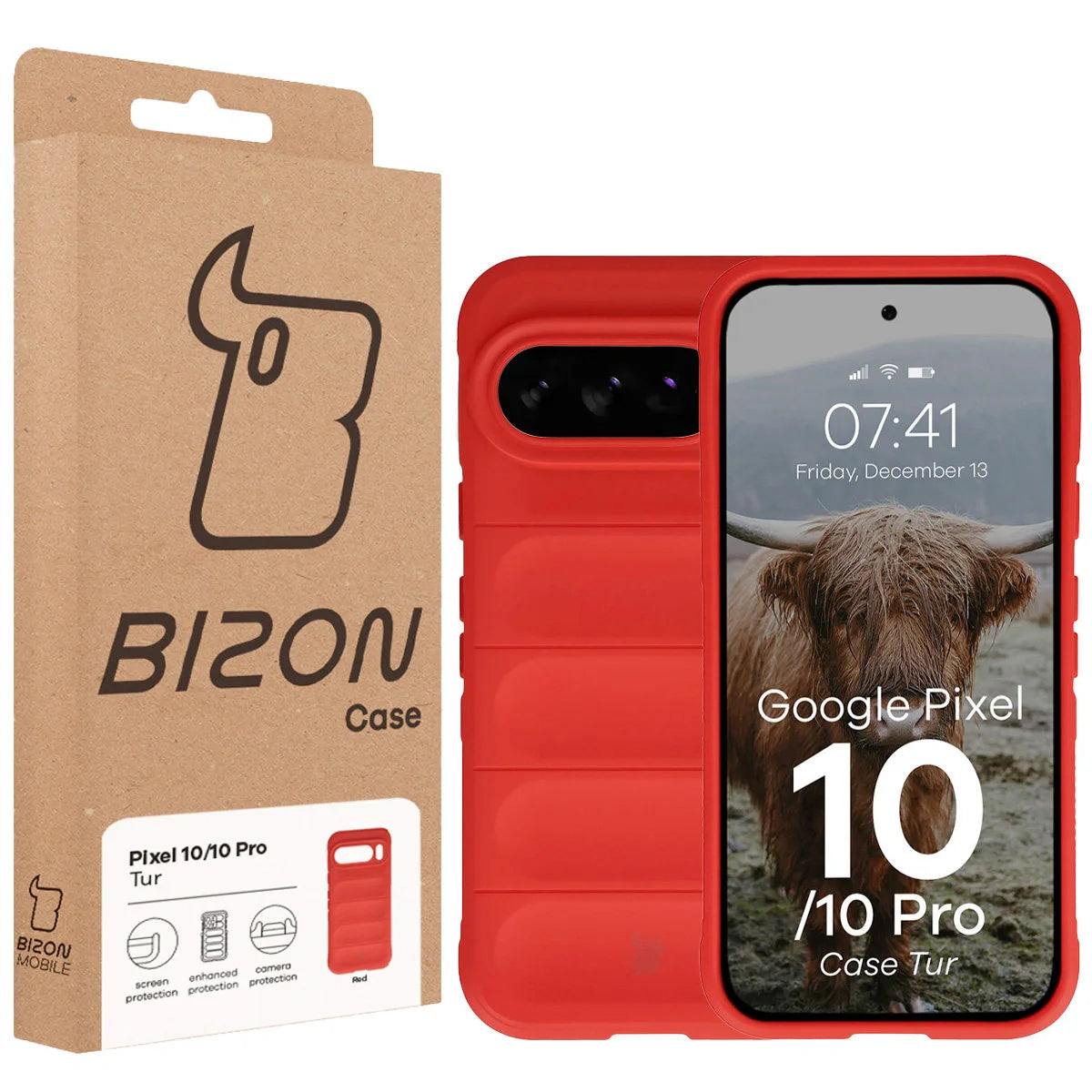 Robuste Handyhülle für Google Pixel 10 / 10 Pro, Bizon Case Tur, Rot
