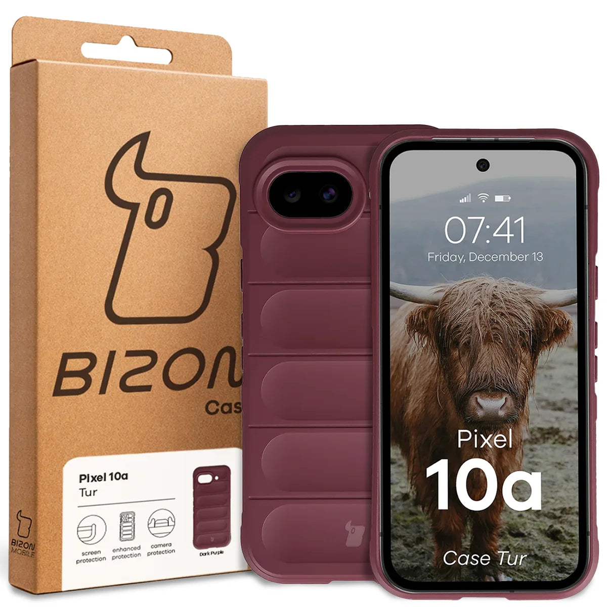 Robuste Handyhülle für Google Pixel 10a, Bizon Case Tur, Burgunderrot