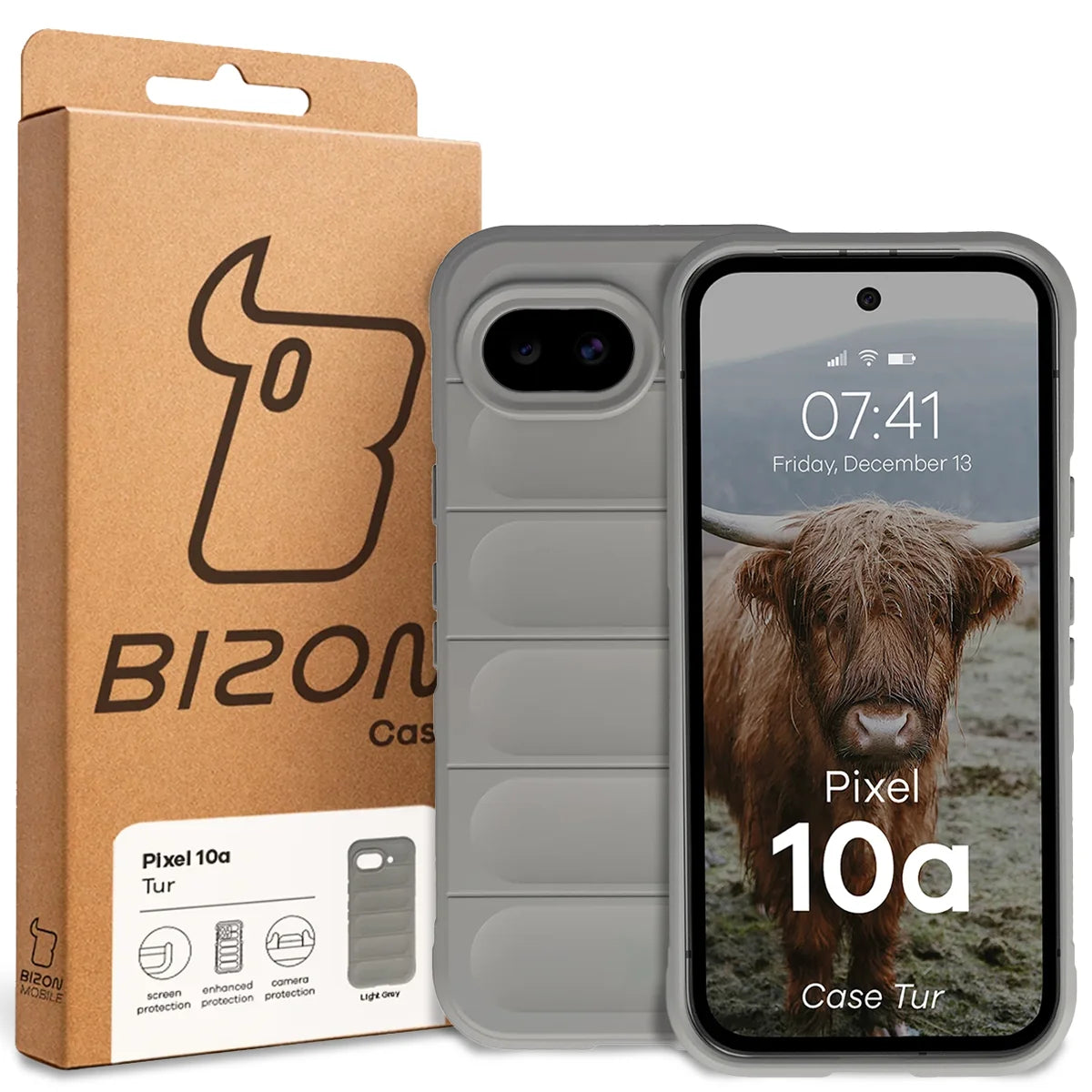 Robuste Handyhülle für Google Pixel 10a, Bizon Case Tur, Hellgrau