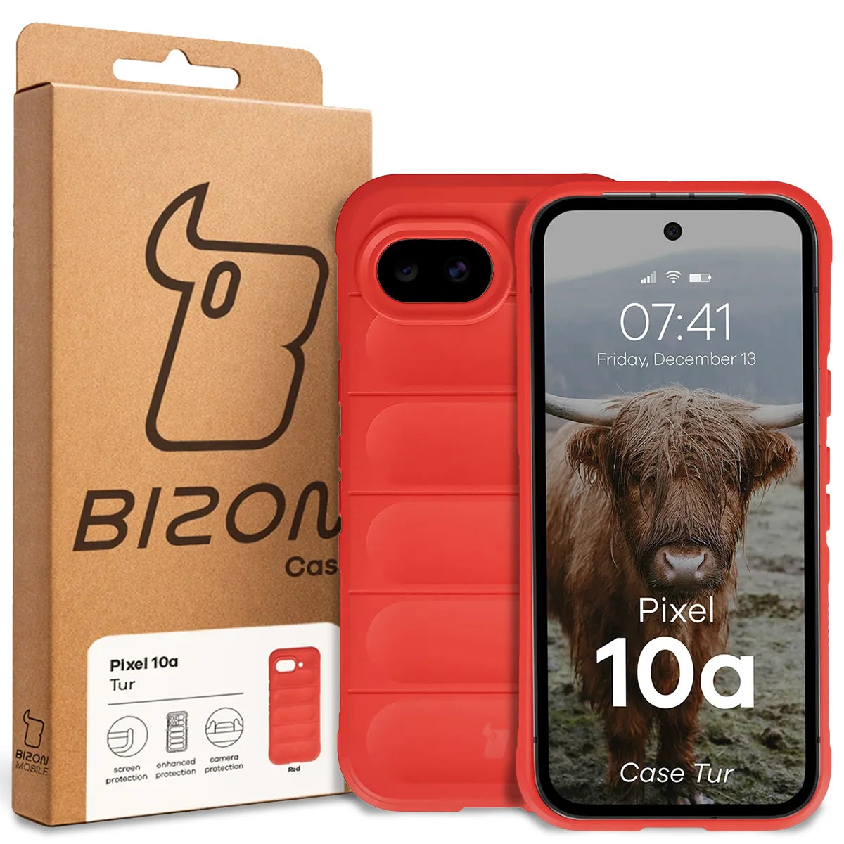 Robuste Handyhülle für Google Pixel 10a, Bizon Case Tur, Rot