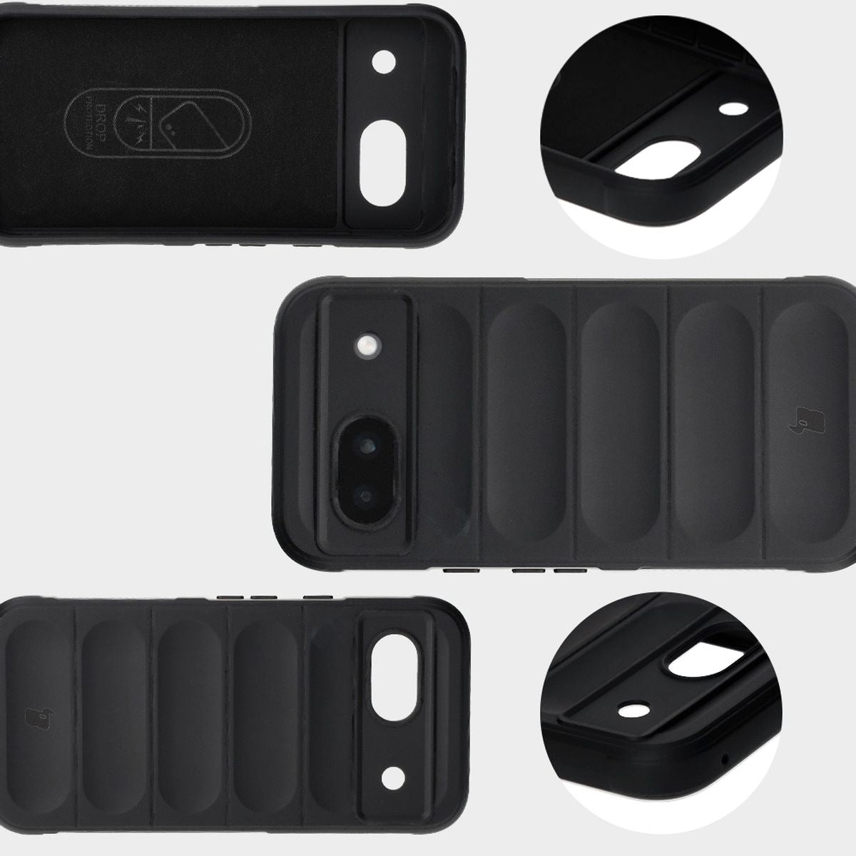 Robuste Handyhülle für Google Pixel 8a, Bizon Case Tur, Schwarz
