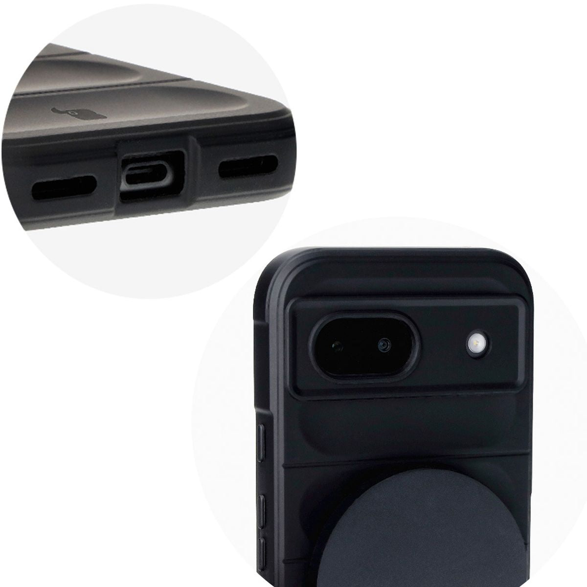 Robuste Handyhülle für Google Pixel 8a, Bizon Case Tur, Schwarz