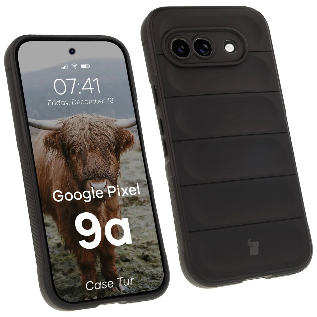 Robuste Handyhülle für Google Pixel 9a, Bizon Case Tur, Schwarz